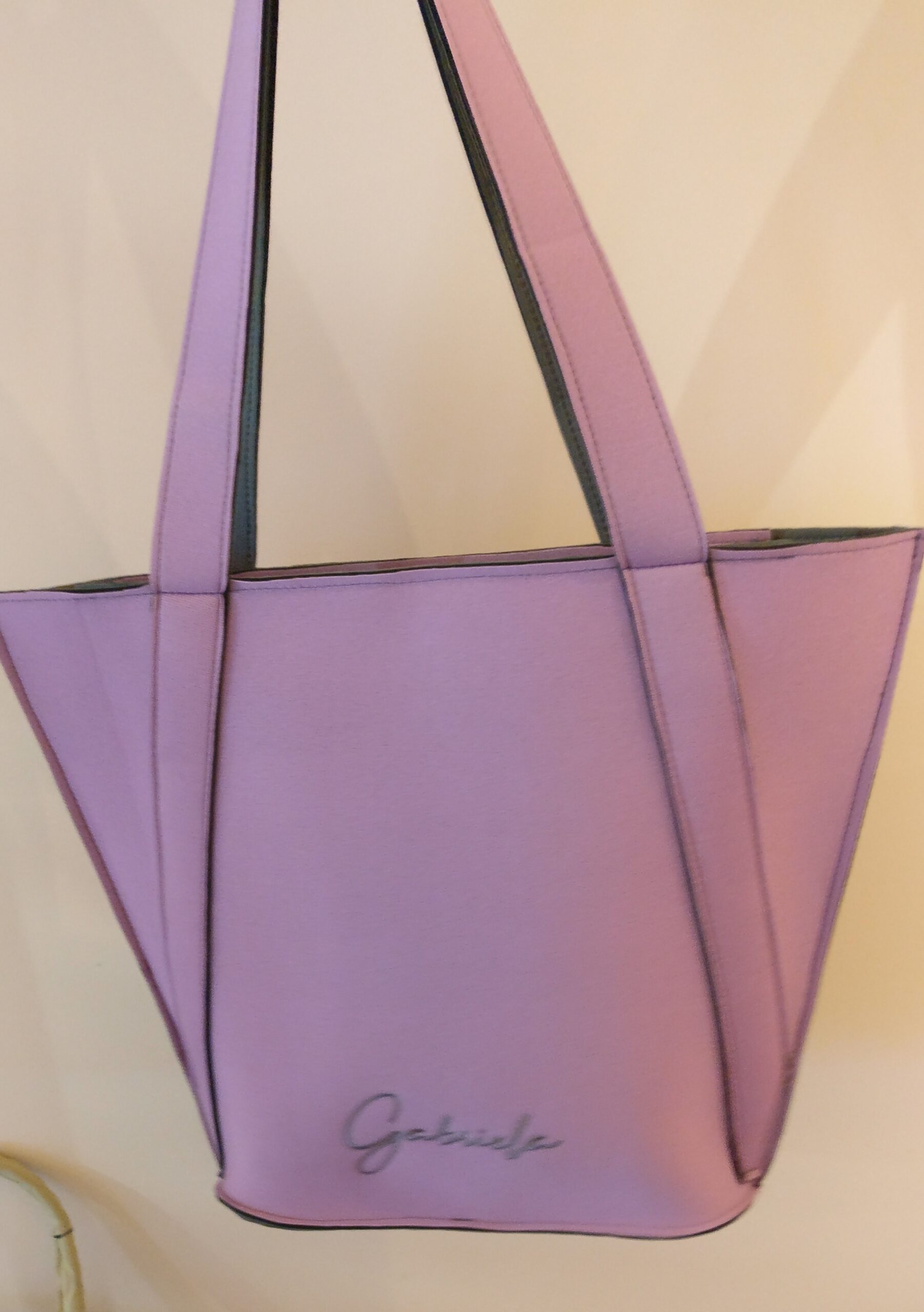 Gabriela - Embossed Violet Neoprene Handbag with Crossbody Strap